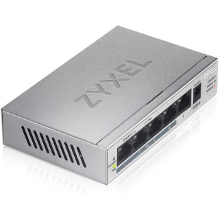 Switch Unmanaged, 5 porte Gigabit (4 porte PoE, erogazione fino a 60W), Chassis metallo, Desktop Zyxel