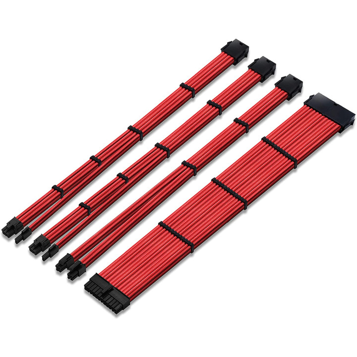 Sleeve Cable set, Kit prolunghe cavi per PC, Rosso
24Pin, 8Pin(4+4), 2x8Pin(6+2)