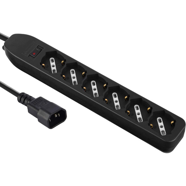 Multipresa per UPS con 6 posti bivalenti 10/16A con
Interruttore di Sicurezza, 1,5mt