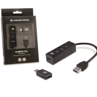 USB 3.0 a 4 porte con Adattatore USB-C Conceptronic