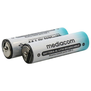 2 batterie AA 1650Mah RIC. USB-C Mediacom