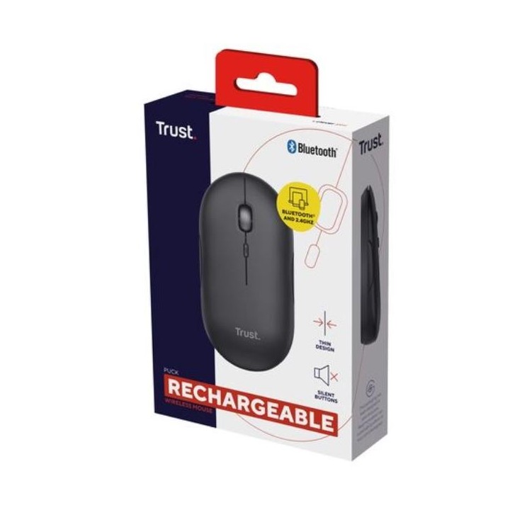 Mouse Wireless Ricaricabile BT/WL 2.4GHz Puck, Trust