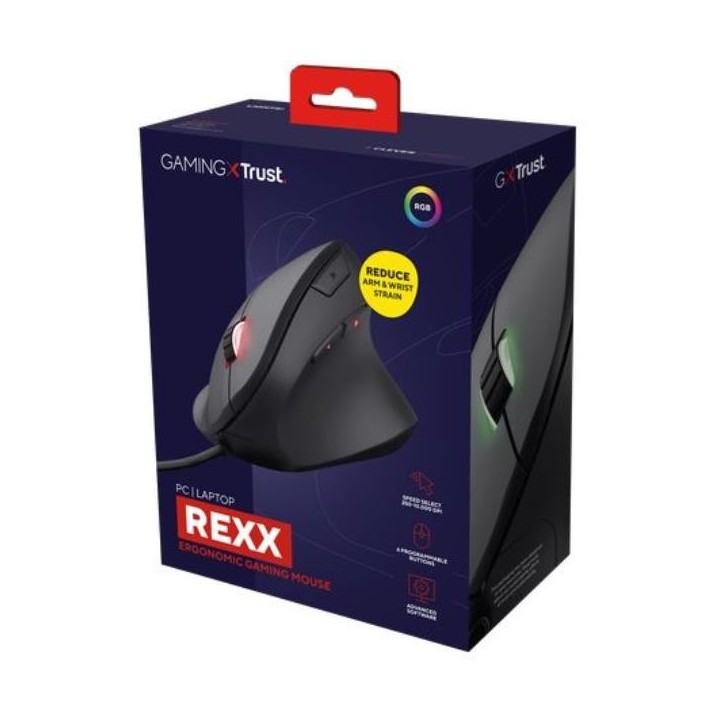 Mouse gaming verticale con design ergonomico GXT 144 REXX, Trust