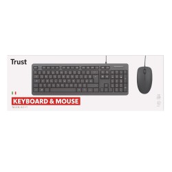 Kit tastiera e mouse cablati resistenti ai liquidi, layout IT, Basic, Trust
