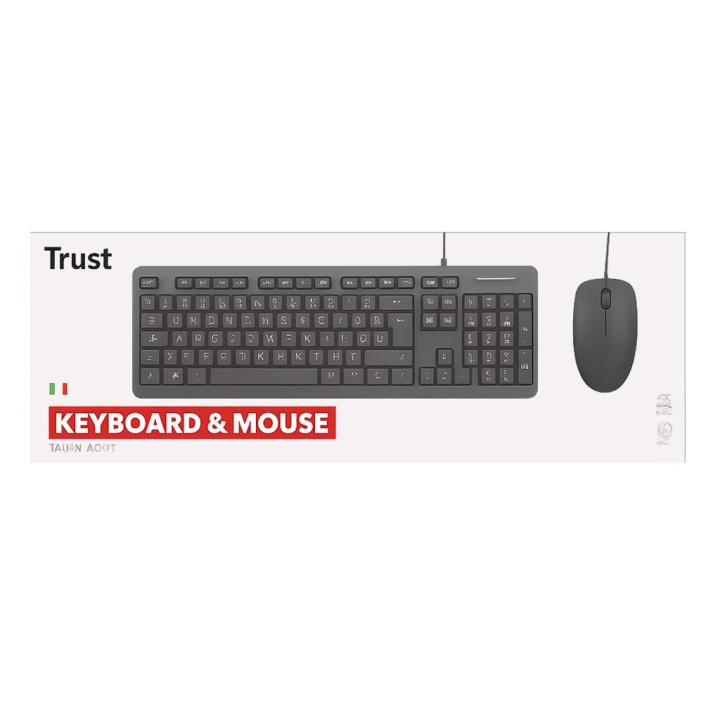 Kit tastiera e mouse cablati resistenti ai liquidi, layout IT, Basic, Trust