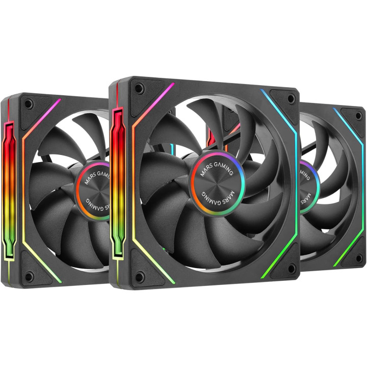 Kit 3 Ventole PWM 12cm, ARGB, Sistema modulare magnetico, Mars Gaming